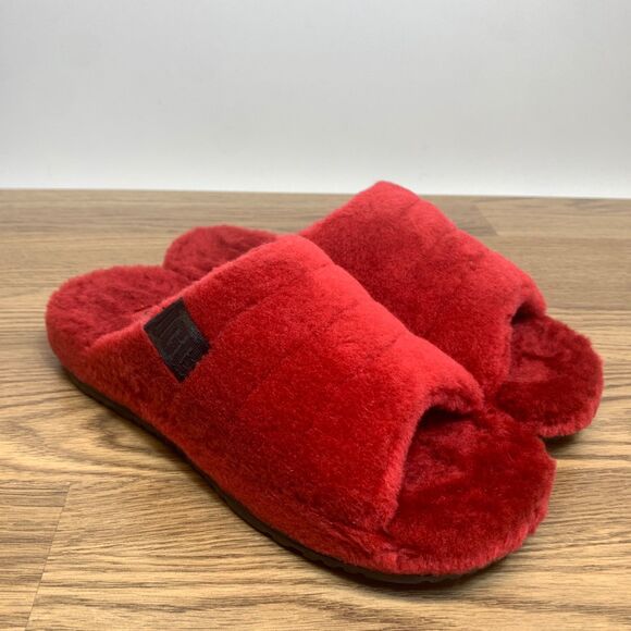 UGG Mens Fluff You Slippers Stripes, Samba Red Fluff 1117473, Size 11 - Picture 1 of 10